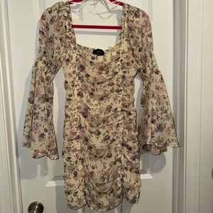 Vici Cream Floral Long Sleeve Dress